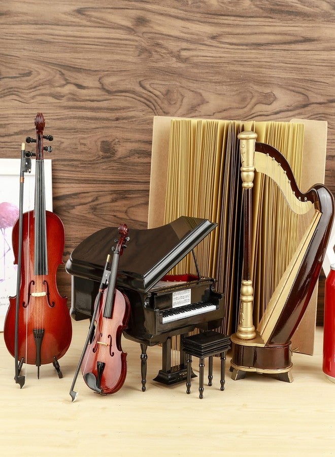 Moncer Wooden Miniature Violin with Stand, Bow and Case Mini Dollhouse Musical Instrument Display for Home Decoration 3.15 x 1.18 x 0.31in - Image 2